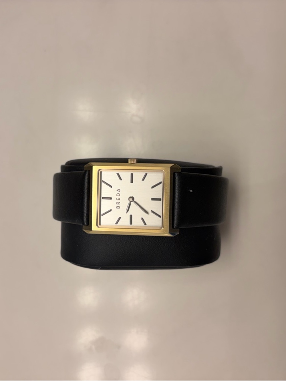 BREDA Gold Case Black Leather Strap Men’s Watch